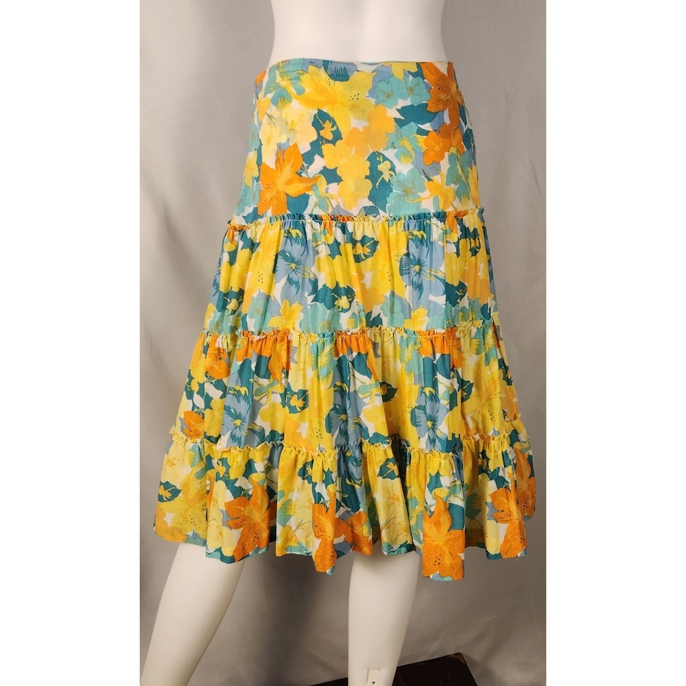 Nicole Miller Spring/Summer Floral Cottagecore/Indie/Y2K Tiered Skirt 14 - Picture 2 of 10
